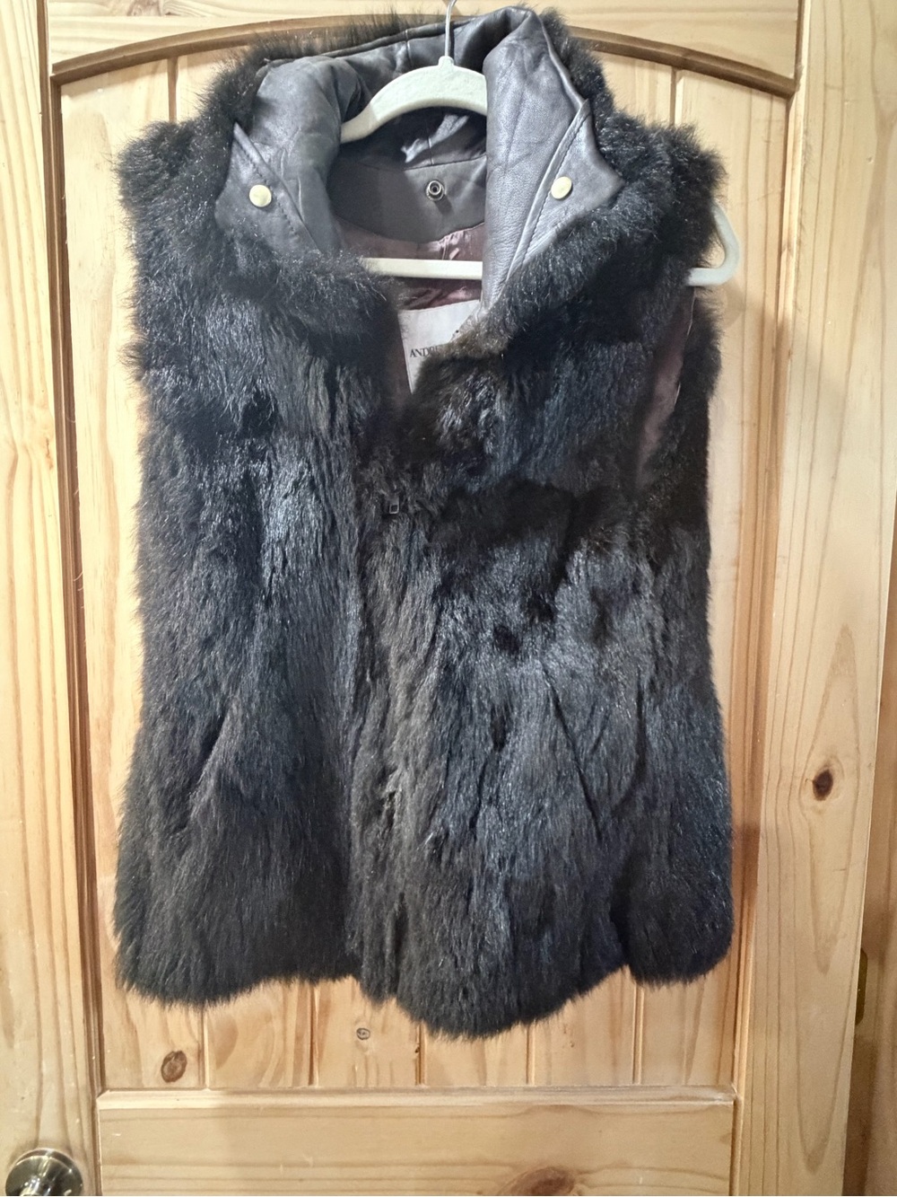 Andrew Marc Black Opossum Fur Vest